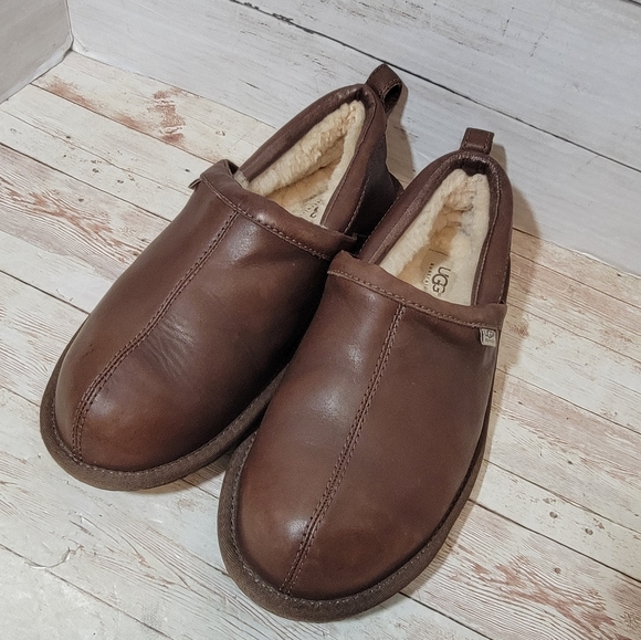 Ugg Men's Sheldon Slippers in brown leather - Picture 5 of 14